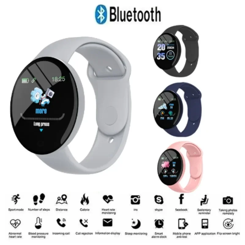 Round Digital Smart Sport Watch for Men and Women, LED, Electronic, Bluetooth, Wrist Watch for Kids, Hours, Dropshipping