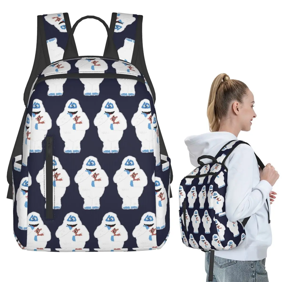 

Christmas Abominable Snowman With Rudolph Backpack Student BookBag Kids School Bag Laptop Shoulder Bags Boys Girls