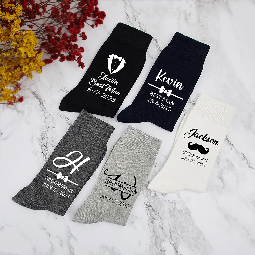 Personalized Custom Men\'s Long Socks Men\'s Deodorant Socks Fall Winter Long Tube Cotton Socks Wedding Party Gifts