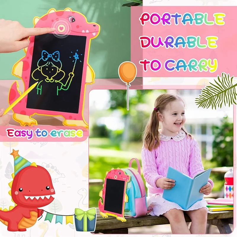 8.5 Inch Drawing Board Pink Dinosaur Toy LCD Writing Tablet Pad Children Drawing Tablet Educational Toy For Boy Girl Easy To Use