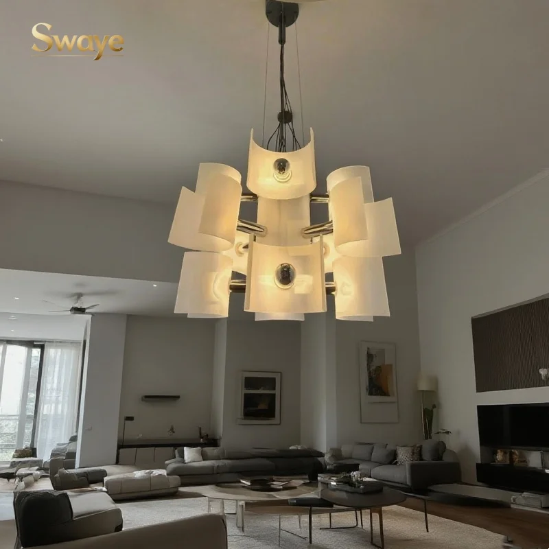

Post-modern Creative LED Chandeliers White Square Acrylic Pendant Lights Artistic Ambient Lamps Suitable Bedroom Home Decoration