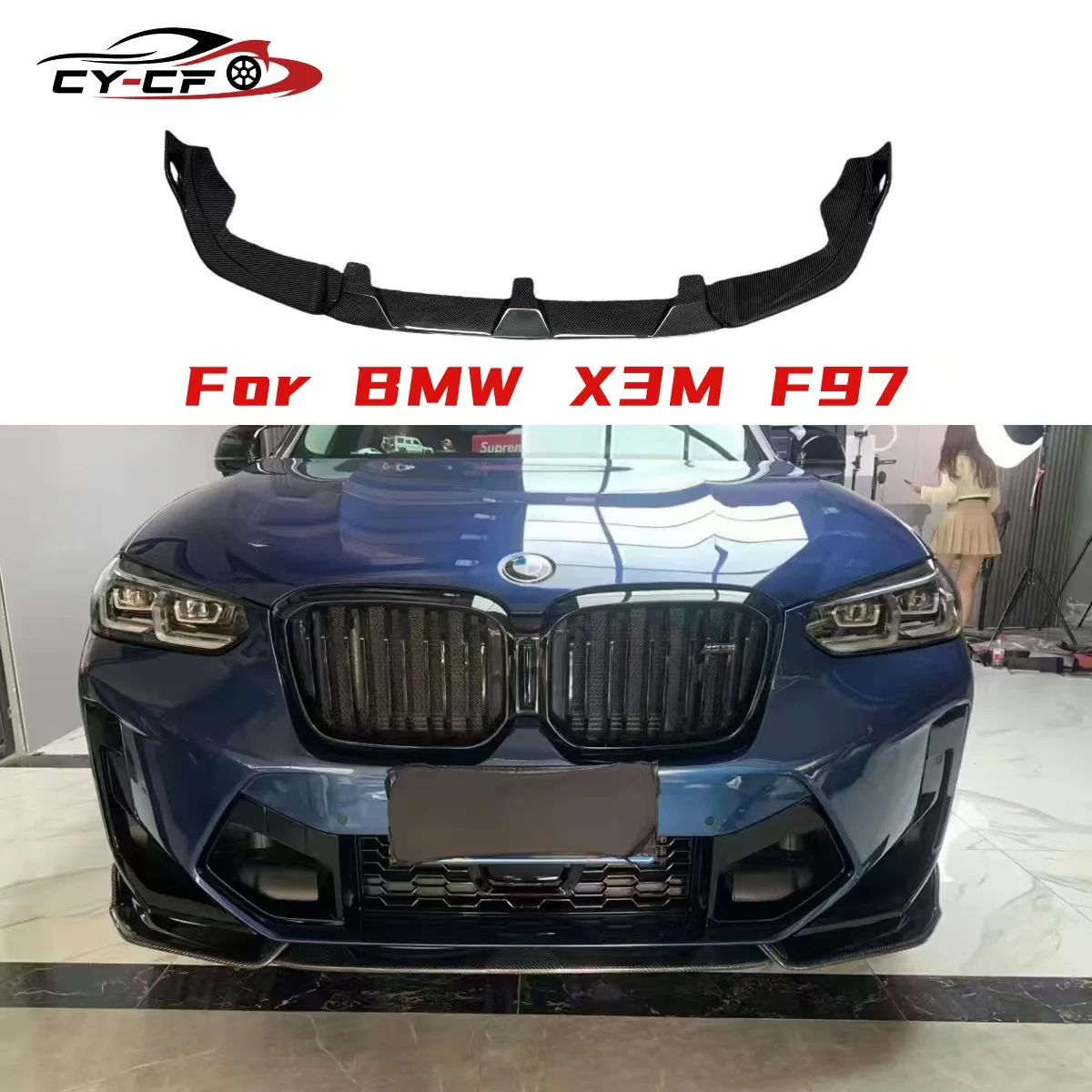 

Carbon Fiber Car Front Bumper Splitter Front Lip Chin Spoiler Diffuser Parts For BMW X3M X4M F97 F98 2022+ Body kit