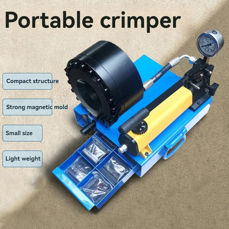 Manual hydraulic hose crimper machine for high pressure oil pipe diesel explosion-proof pipe with 7 sets of dies