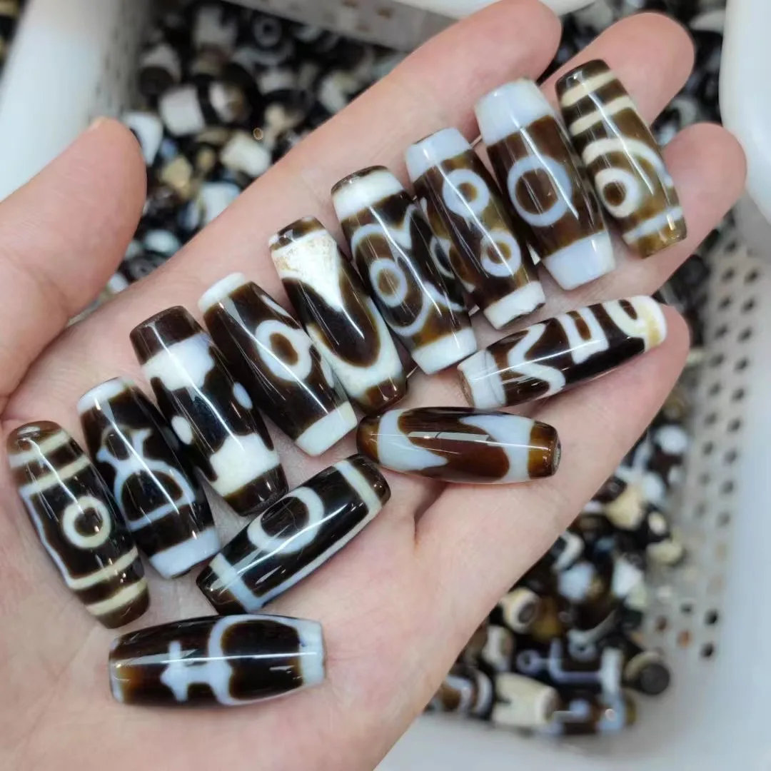 

10pcs/lot natural old agate dzi wholesale Weathering lines 30mm shiny Multiple patterns Handmade beads diy necklaces bracelet