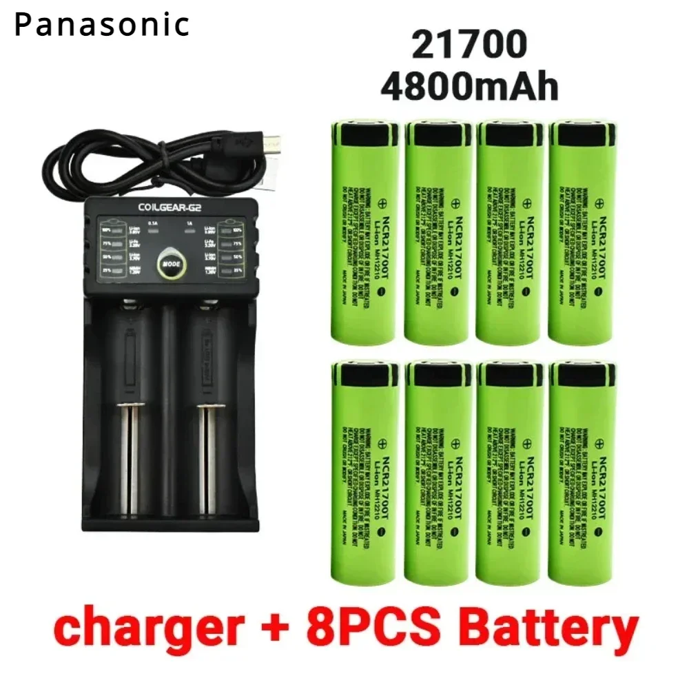 

Panasonic 21700 NCR21700T Rechargeable Lithium 4800mAh 3.7V High Power Lithium Ion Battery HD Cell+Charger Free Shipping