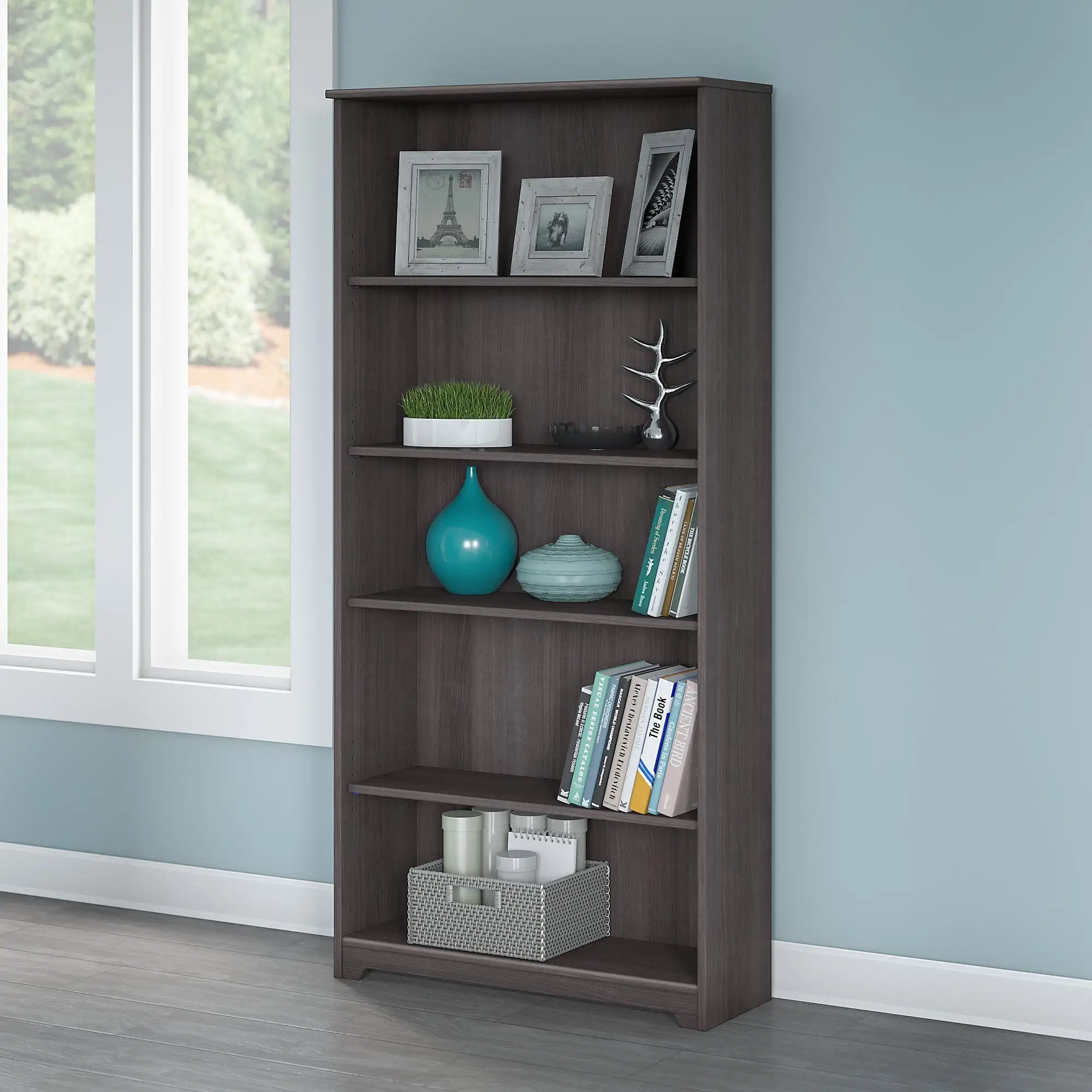 

Bush Furniture Cabot 5 Shelf Bookcase in Heather Gray