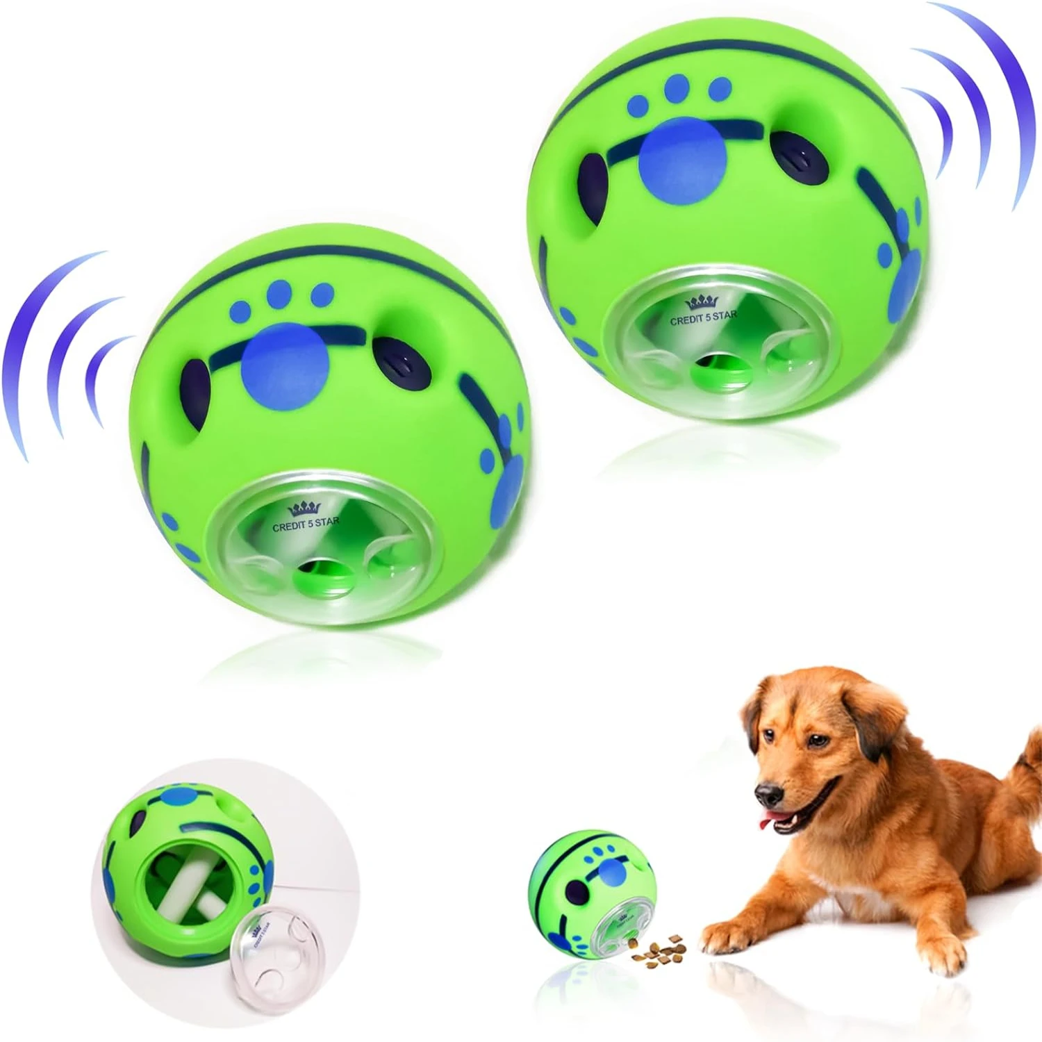 Durable, Interactive, and Fun 2-Pack Giggle Treat Balls for Small to Medium Breed Dogs - Entertaining Puppy Chew Balls with Sque