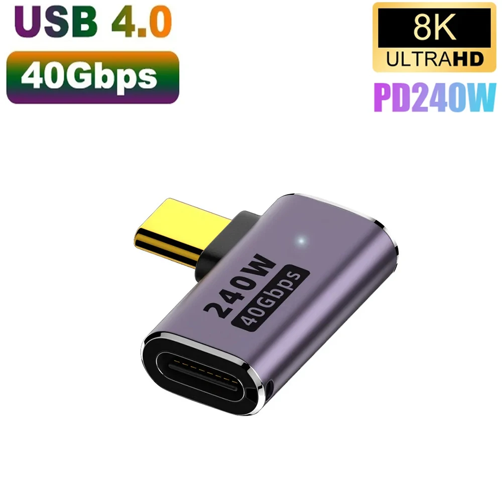 240W USB4.0 40Gbps Type C 90 graden adapter 5A USB C naar Type C snellaadconverter USB C dataadapter voor Macbook 8K60HZ