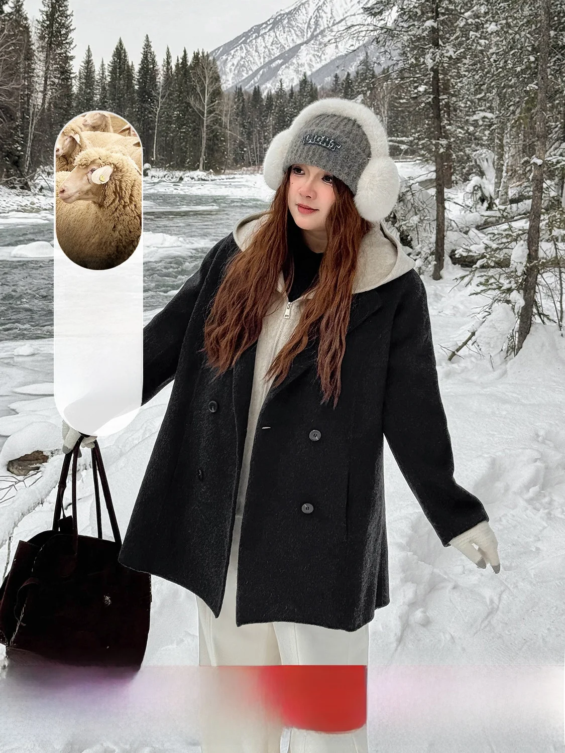 

Корейский шерстяной комплект-пальто больших размеров: двусторонняя шерсть, зимняя модная верхняя одежда для полных женщин с фигурой типа «груша» и прямым силуэтом