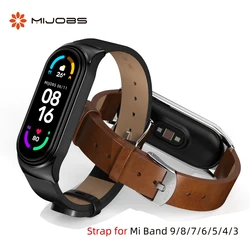 For Mi Band 9 8 7 6 5 4 3 Strap PU Leather Wristband for Mi Band 8 Silicone Strap For Mi band 7 Bracelet Xiaomi Metal Wristbands