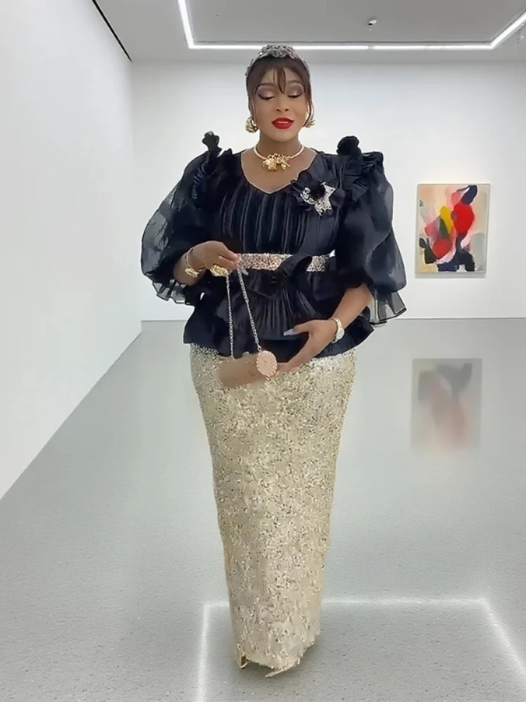 

Plus Size Evening Dresses for Women African Luxury Sequin Gown Elegant Christmas Wedding Party Long Dress Ankara Ladies Clothing