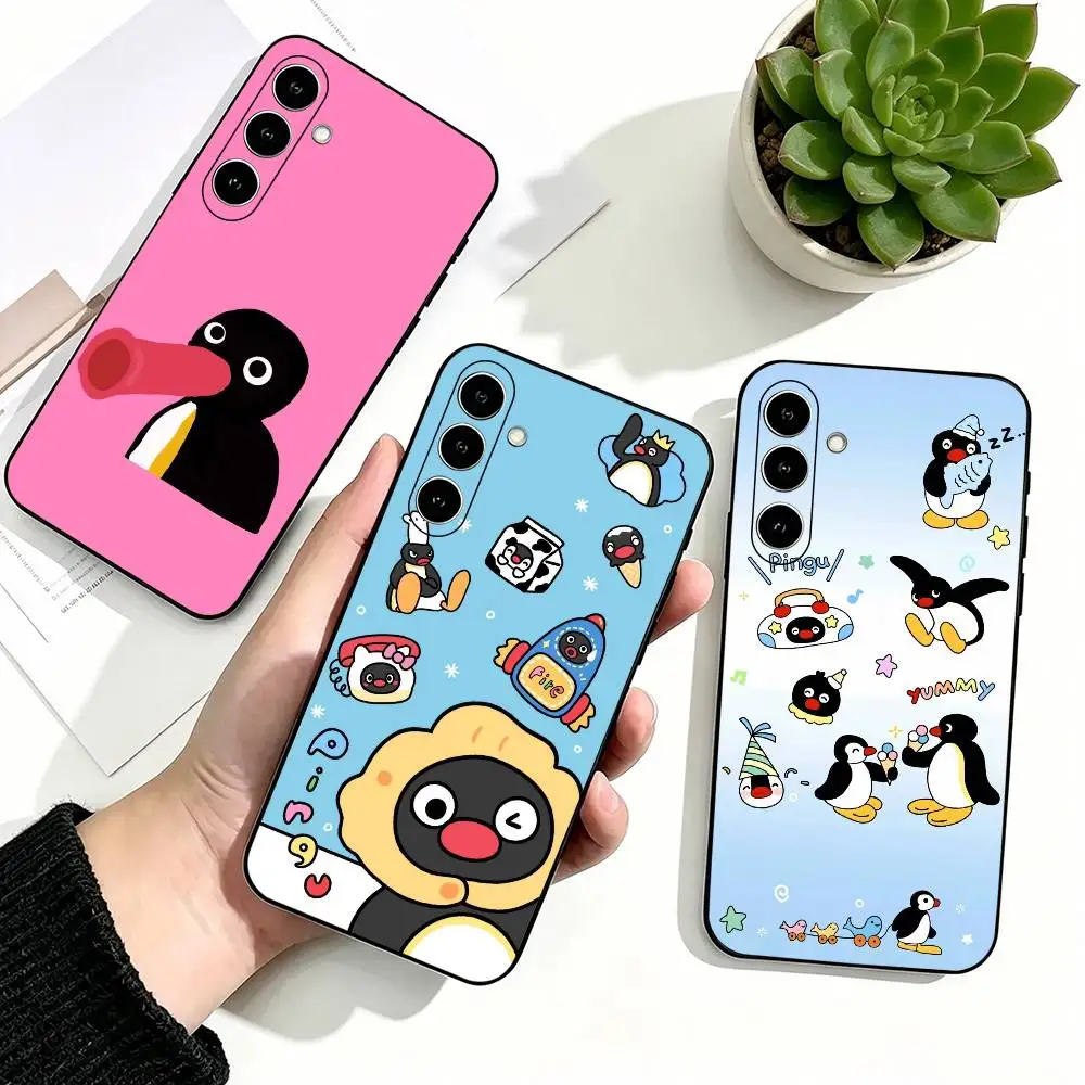 Cute Penguin Print Pingu Phone Case Silicone Soft For Samsung Galaxy A73,A72,A71,A70,A53,A52,A51