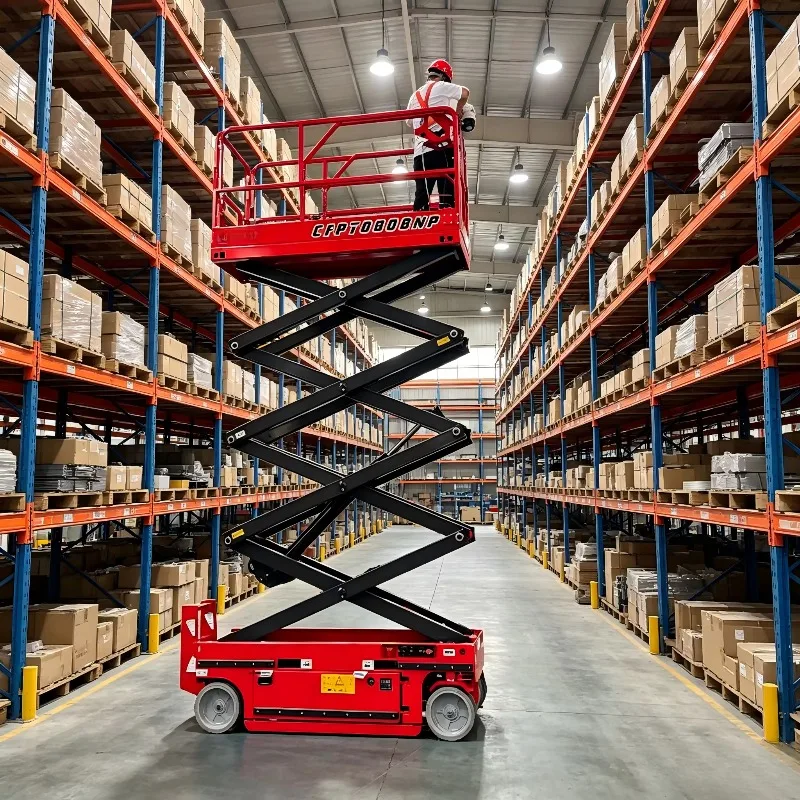 Available Self-Propelled Electric Scissor Lift High Power Engine 8m Lifting Height 230kg Capacity for Global Clients