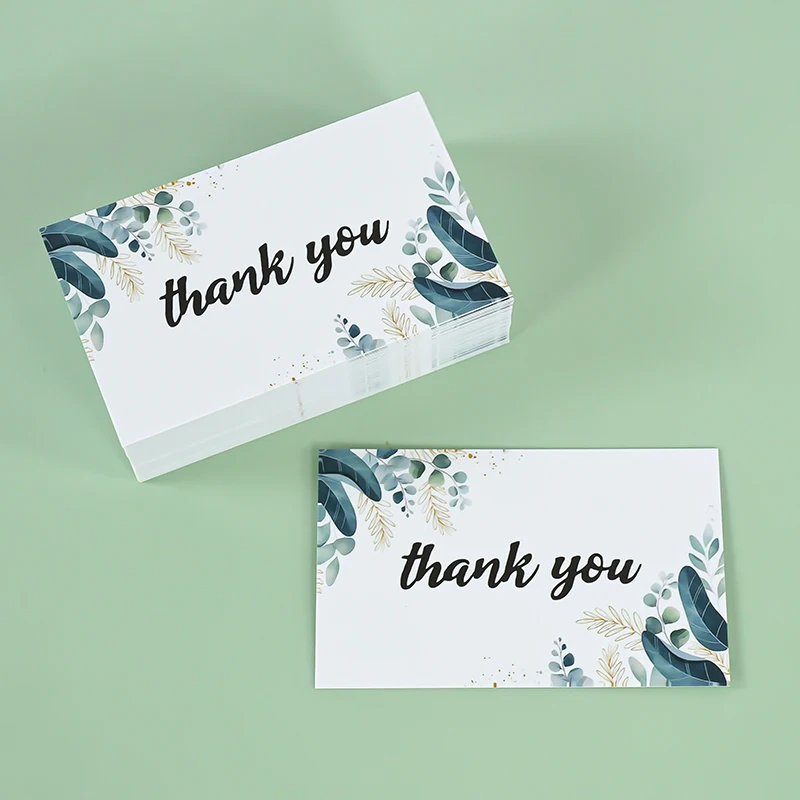 50pcs Customized Leaf White Green Eucalyptus Wedding Engagement Banquet Thank You Card Meal Plate Card Process Reminder cards