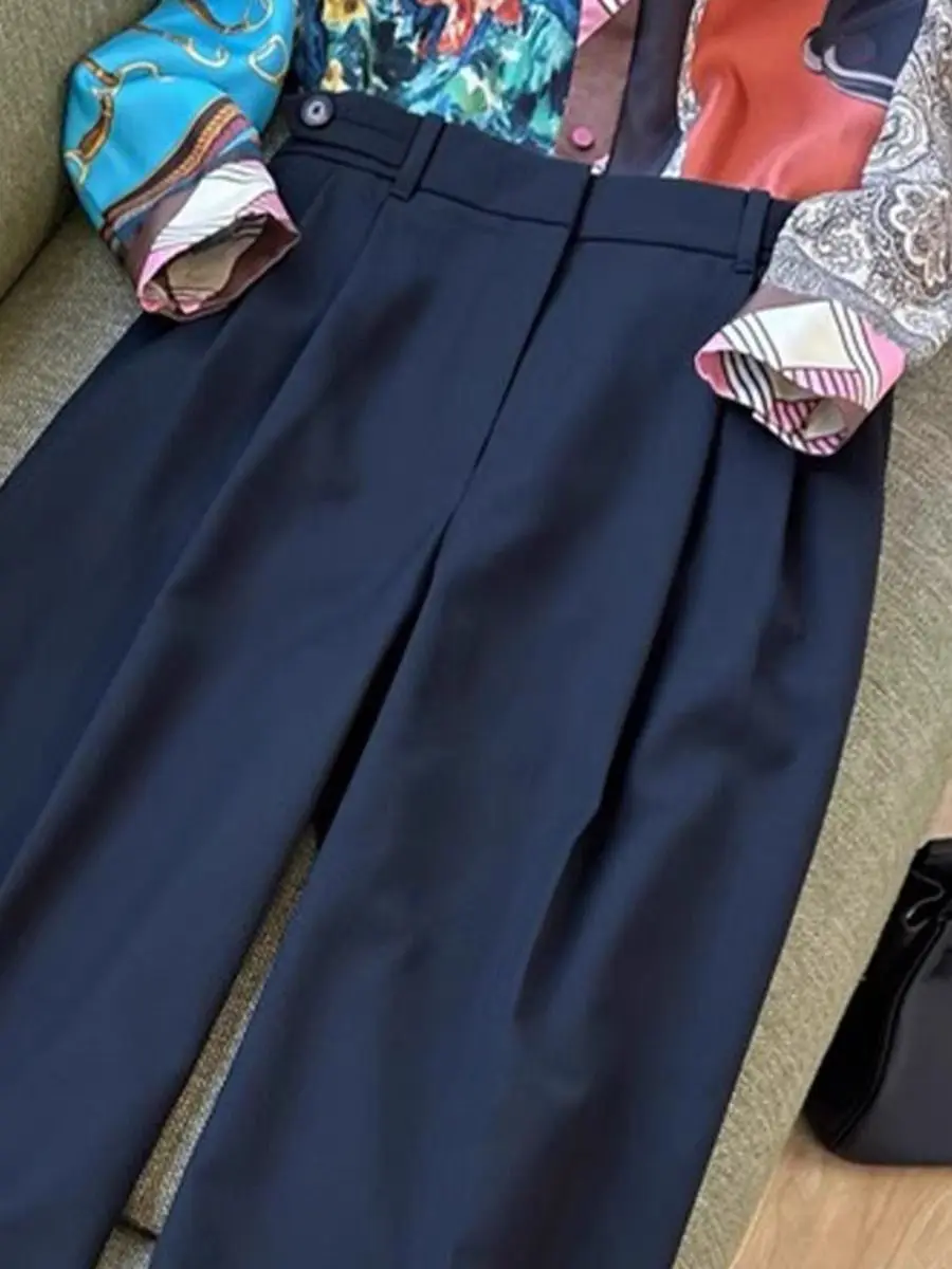 

Женские брюки G-Class с высокой талией, широкими штанинами и прямым кроем, модные, стройнящие, для весны и осени, незаменимые для офиса и повседневной носки