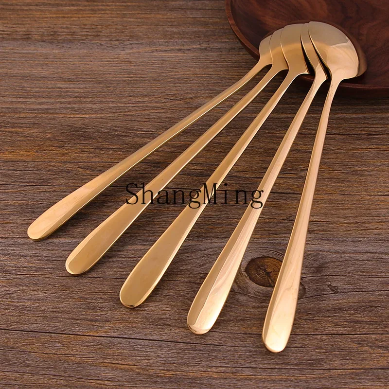 

CLL Long Handle Brass Spoon Household Spoon Thickened Solid Handmade Rice Spoon Pure Copper Tableware