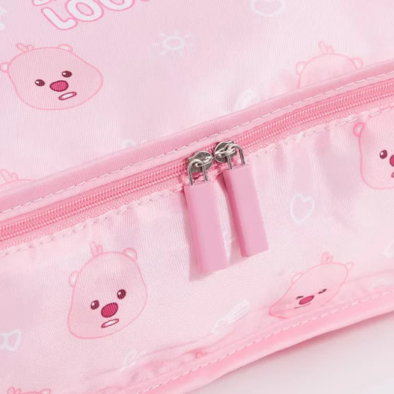 MINISO-bolsa de viaje de dibujos animados Kawaii Loopy, conjunto de tres piezas de Anime, corazón femenino, bolsa de almacenamiento portátil para brochas de maquillaje