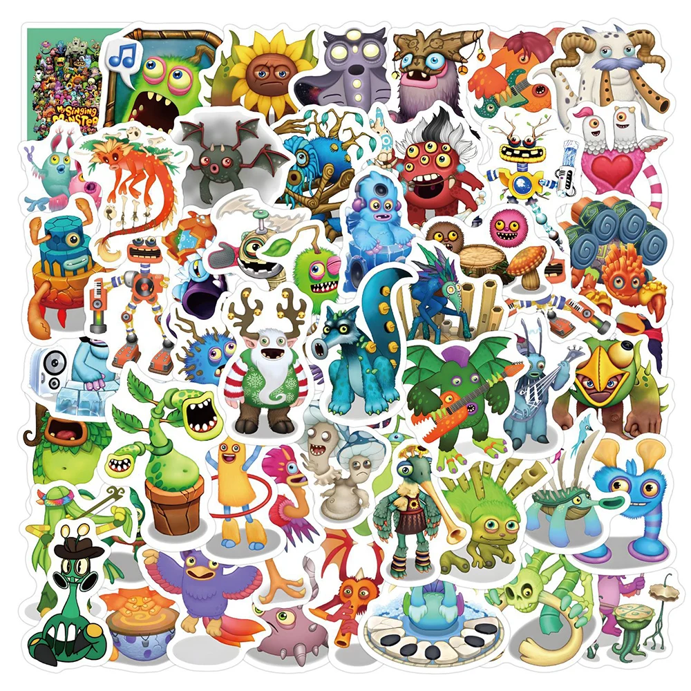 10/30/60pcs Cute My Singing Monsters Stickers Cartoon Music Game Sticker DIY Water Bottle Guitar Phone Bike Graffiti Decals Pack