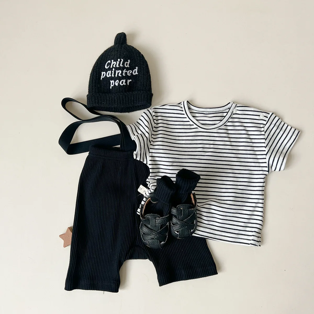 Summer Korean UNITIM Baby Boys 2PCS Clothes Set Cotton Short Sleeve T-shirts Strap Thin Shorts Suit Infant Boys Outfits
