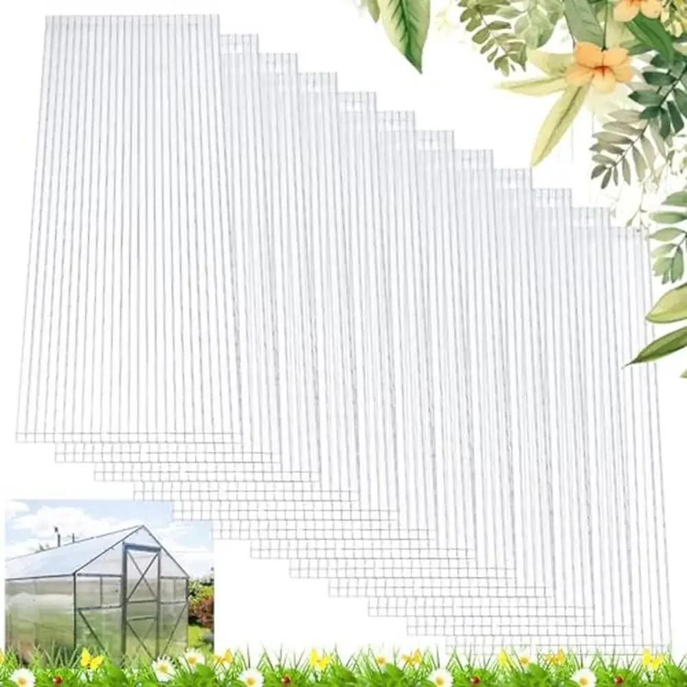 

12 Pack Twin-Wall Polycarbonate Greenhouse Roof Panels Waterproof UV Protected Corrugated Sheets Heat Insulation Energy Saving