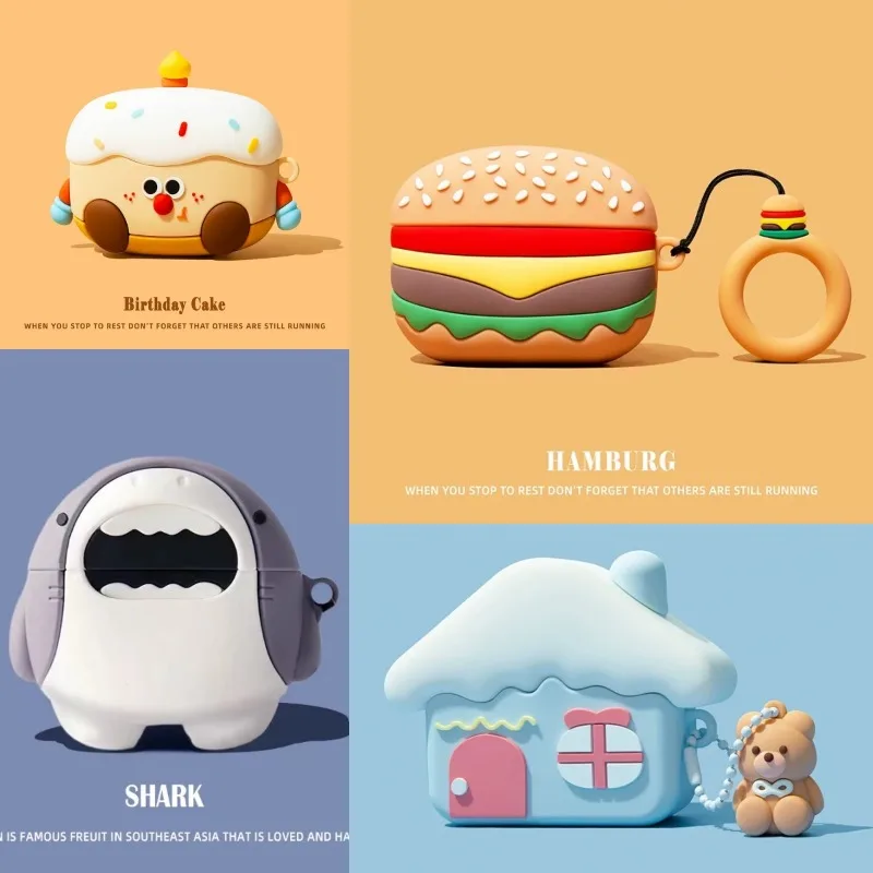 

For OPPO Enco Air 5 Pro Buds 3 Pro Case 3D Cartoon Snow House Cake Silicone Soft Headphones Cover Protective Sleeve with Hook