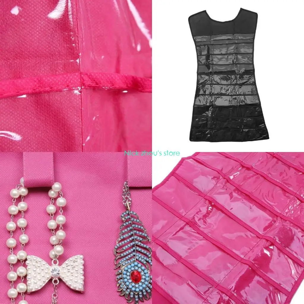 

E15E Double Sided Hanging Jewelry Large Jewelry Storage Bag Jewelry Holder Display Necklace Bracelet Earring Rings