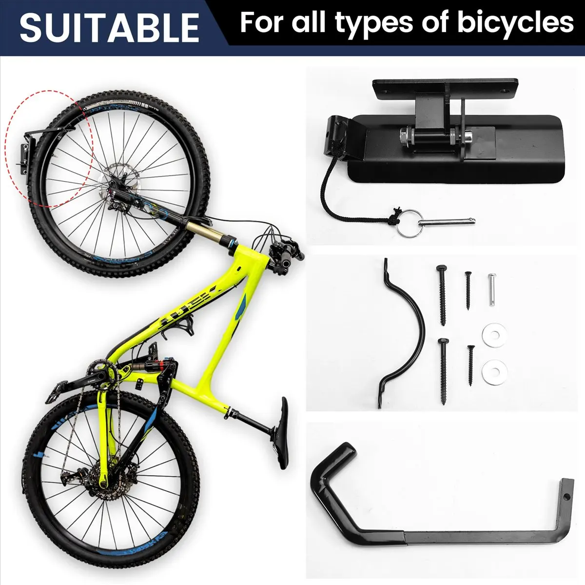 

A50U Bicycle Hanger Bike Hanger Bicycle Pulley System Bike Roof Hanger Road Bike Storage Fixed Hanging Hook