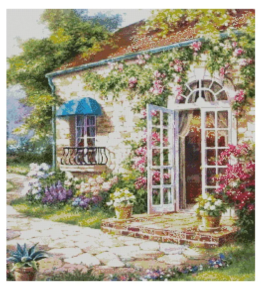 

Beautiful Garden landscape Counted Cross Stitch Kits Sewing 16CT 14CT White Canvas Embroidery DIY Handmade Needle Home Decor