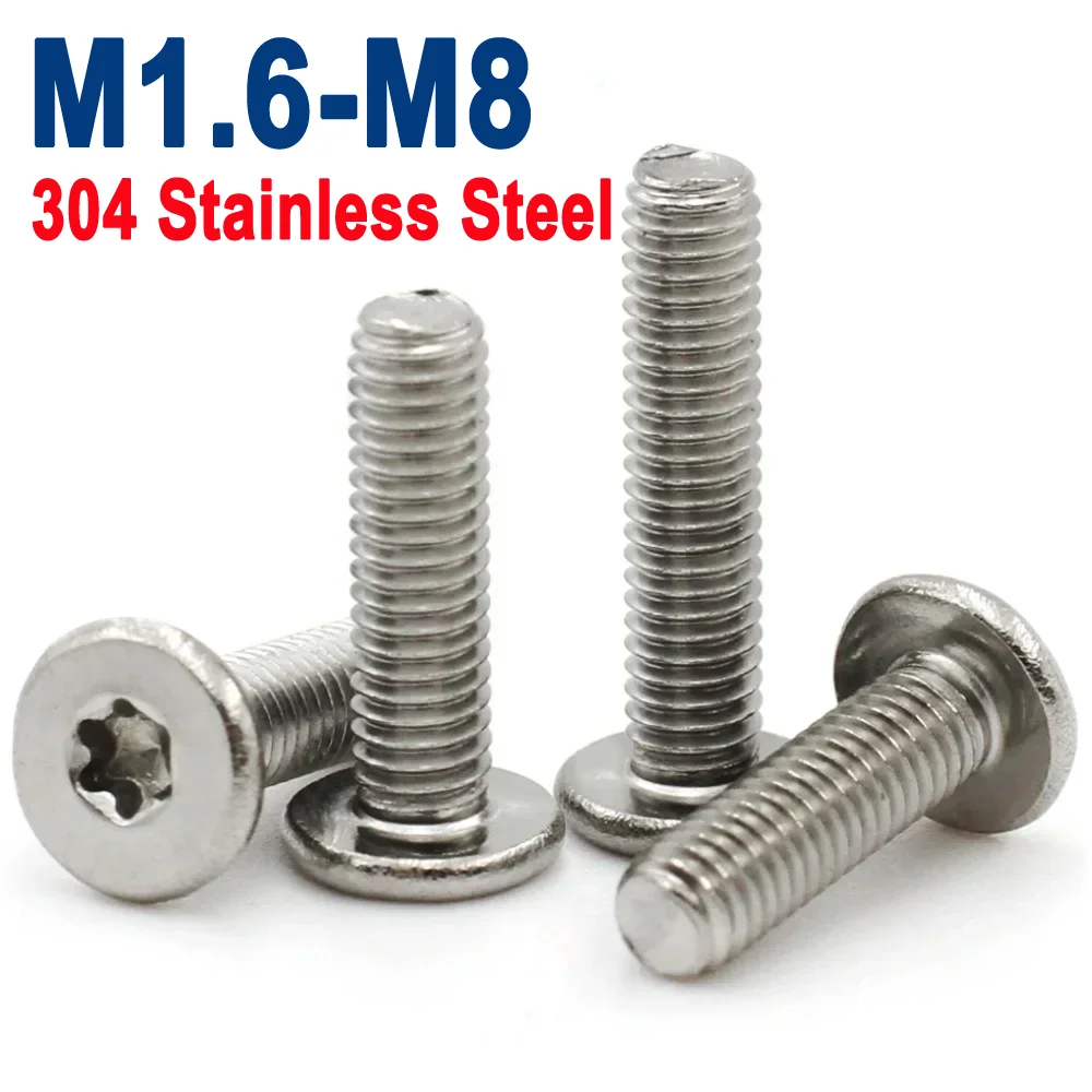 

5-50pcs M1.6 M2 M2.5 M3 M4 M5 M6 M8 304(A2-70)Stainless Steel CM Six-Lobe Torx Ultra Thin Super Low Flat Wafer Head Screw Bolt