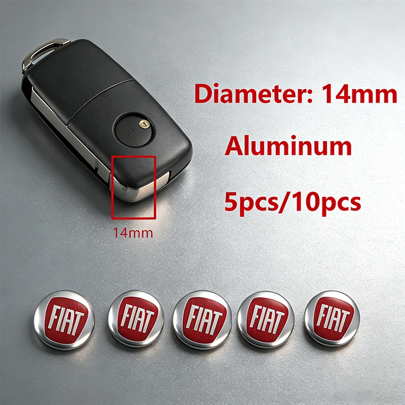 5/10 peças adesivos de emblema de chave de carro de metal de alumínio para FIAT Abarth 500 Tipo Punto Ducato Stilo Palio Bravo Pondo