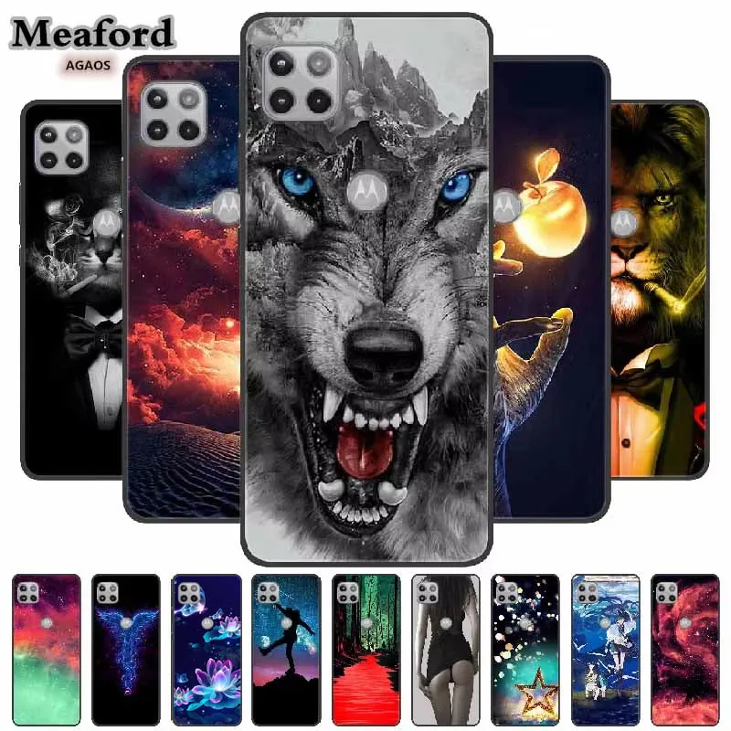 Para Moto One 5G Ace Funda suave de silicona TPU Funda de teléfono para Motorola One 5G Ace Funda de 6,7 "Animal Funda para One 5 G ace Coque Wolf