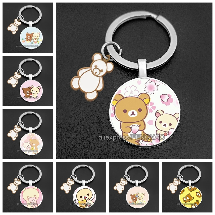 2023 Anime portachiavi per le donne Cute Candy Colors Rilakkuma portachiavi orso portachiavi regali per ragazze gioielli fatti a mano