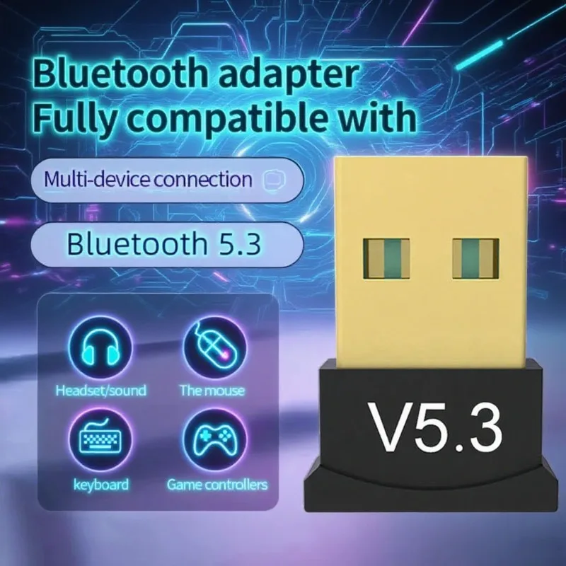 USB Bluetooth 5.3 Adapter Wireless Bluetooth 5.1 Dongle Adapter for PC Laptop Wireless Speaker Audio Receiver USB Transmitter