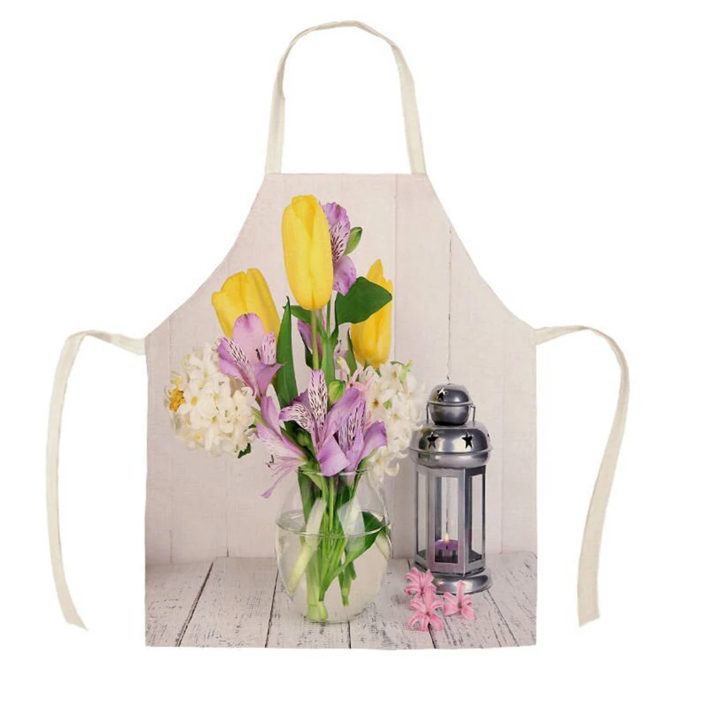 Flower Pattern Kitchen Cook Apron Cleanable Women Fashion Apron Home Anti-Dirt Clothing Protector Accessory  garden apron