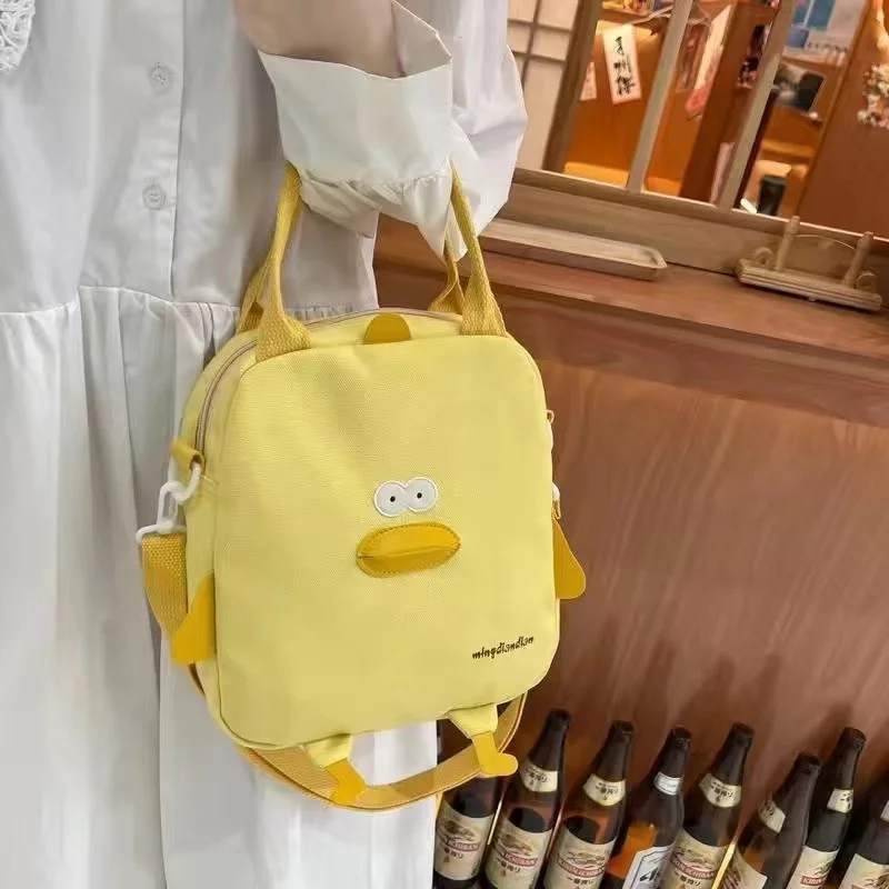 Borsa a tracolla da donna con simpatico cartone animato, tela di anatra Kawaii, borse a tracolla da donna, borsa portatile, borse con patta