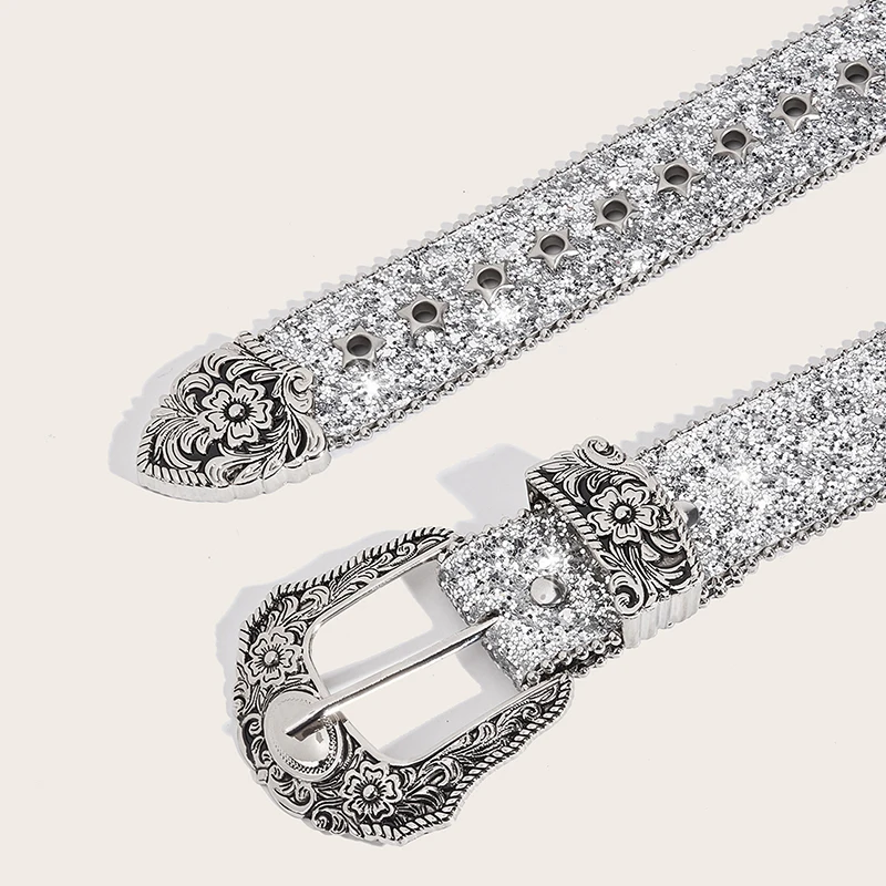 

Готические ремни с кристаллами для женщин и девушек, модные ремни из искусственной кожи в стиле вестерн, ковбойские, ретро Y2K, для джинсов и юбок, декоративный пояс