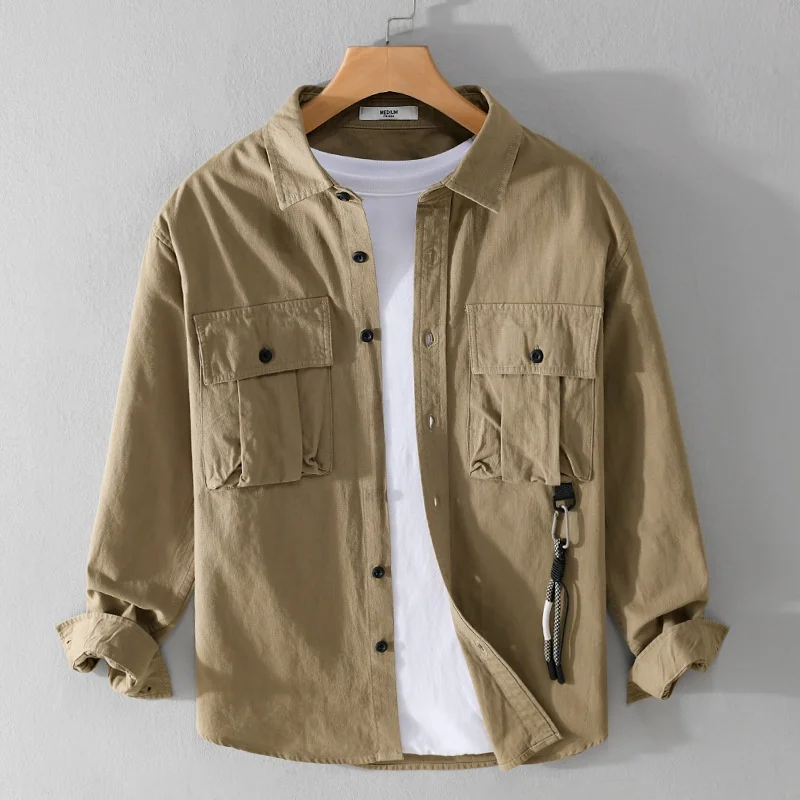 

Свободная повседневная одежда Long Sve для мужчин, уличная молодежная однотонная рабочая одежда irt Ameika Jie 9509, CleanFit Sle, хлопок