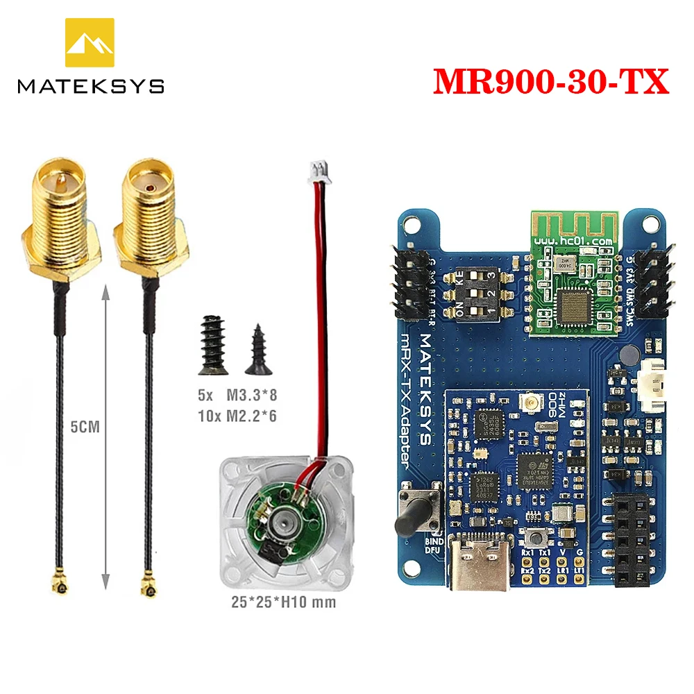 MATEKSYS MLRS MAVLINK 900MHZ TX MODULE KIT, MR900-30-TX 900 MHz LoRa, 30 dBm RF power 5-13V for Long Range RC FPV Drone