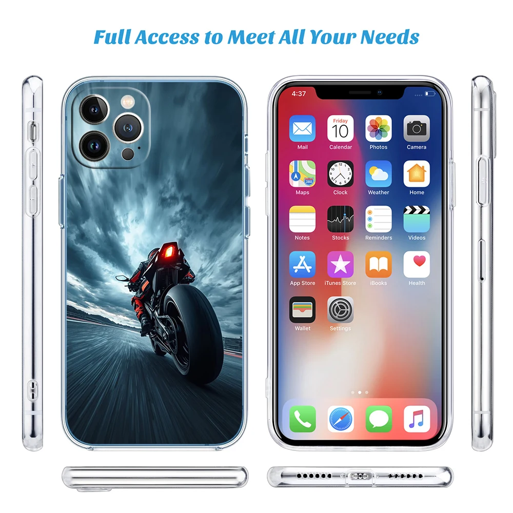 Motorcycle Racing Transparent Phone Case for Motorola G40 G04 G05 One Ace Action  Fusion Plus Hyper Macro Vision Zoom view 6