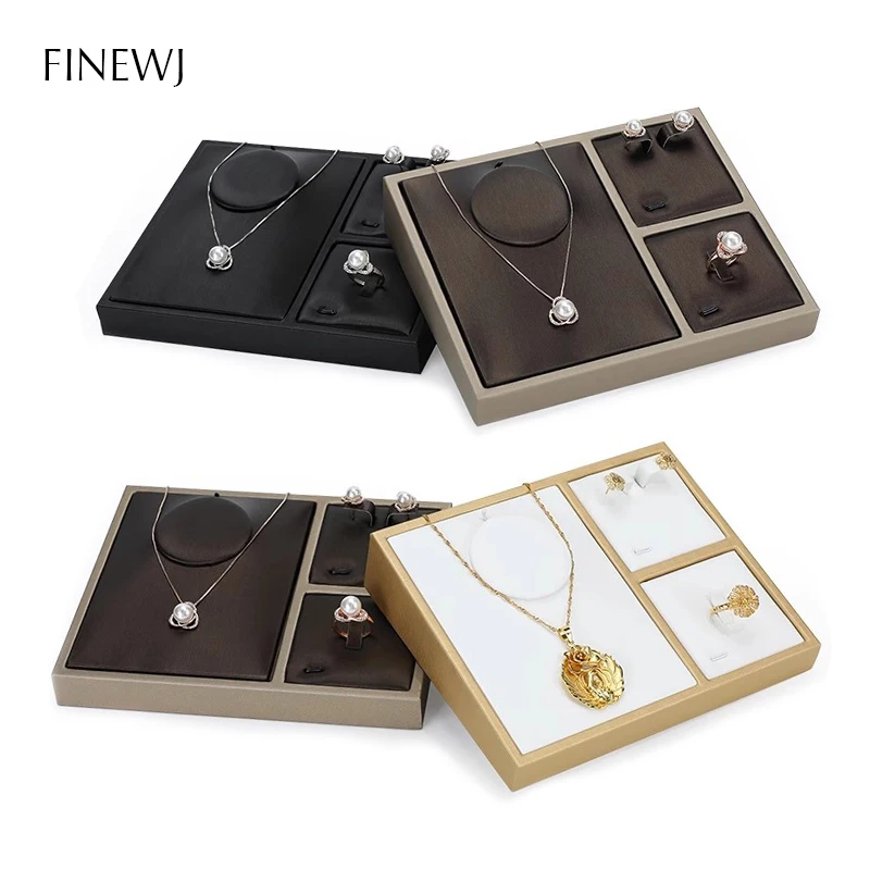 Faux Leather Conter Top Jewelry Organizer Tray Set Jewelry Earring Ring Storage Display Holder Jewellery Necklace Stand Showcase
