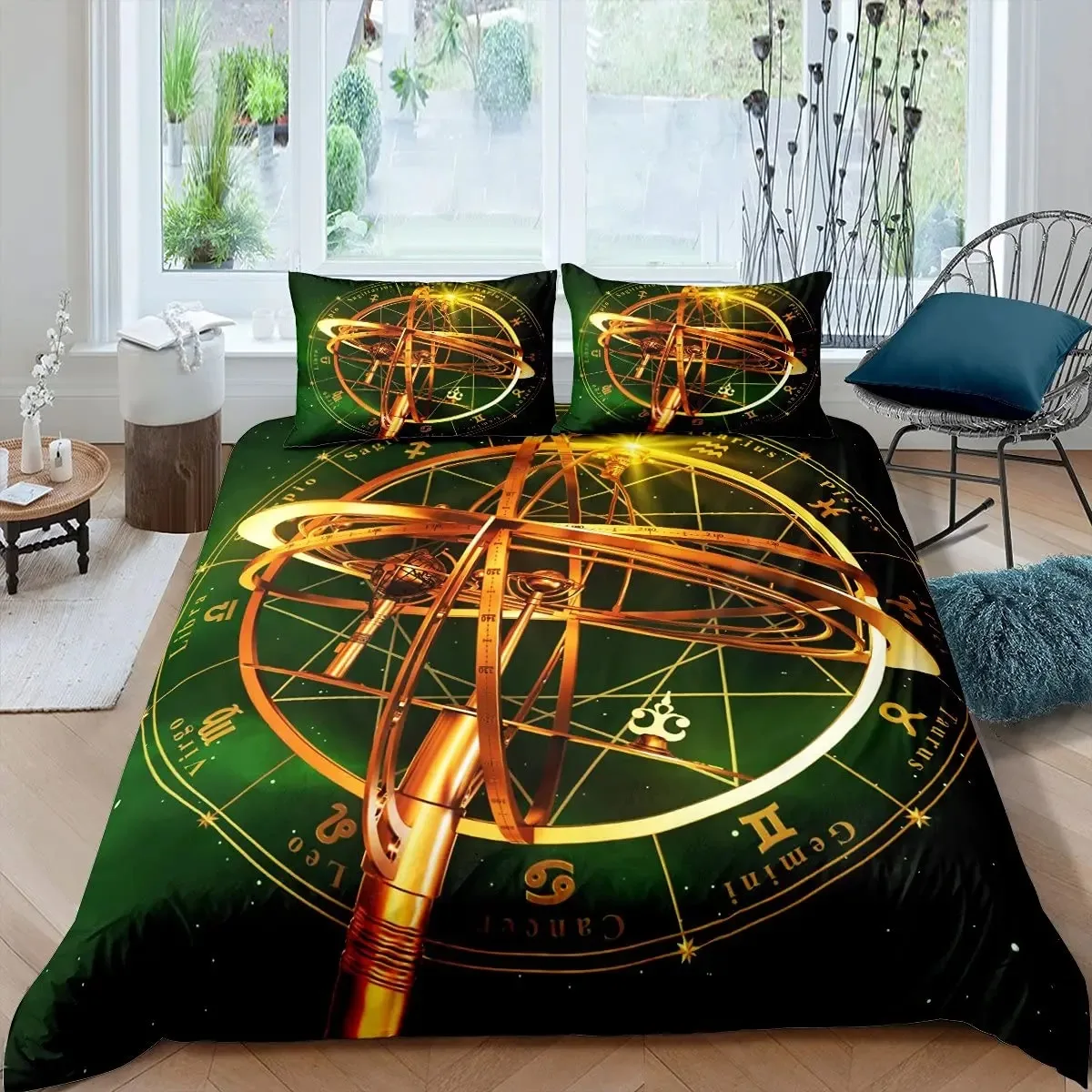 

Astrology Duvet Cover Set Zodiac Astrology Signs Print Bedding Set for Teens Sun Moon Image Circle Comforter Cover Quilt Cover