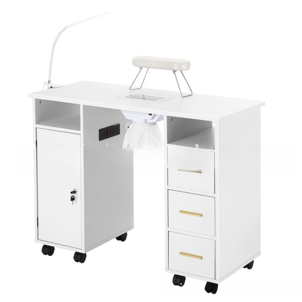 Table de manucure mobile avec lumière de manucure LED, table de manucure unique améliorée