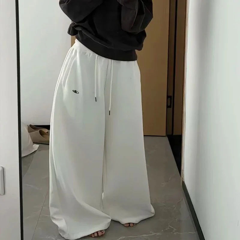 Y2K-Pantalon de survêtement baggy vintage pour femme, pantalon large, streetwear décontracté, fermeture éclair, braguette féminine, automne, coréen, nouveau, fj2024