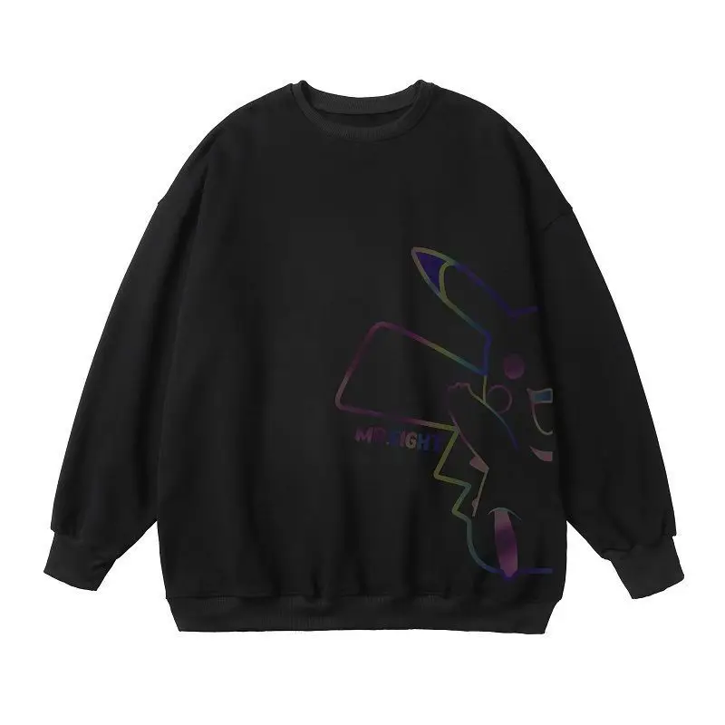 عاكس Crewneck هوديي الذكور أزياء Instagram طالب زوجين الربيع والخريف ملابس وسيم معطف كبير الحجم