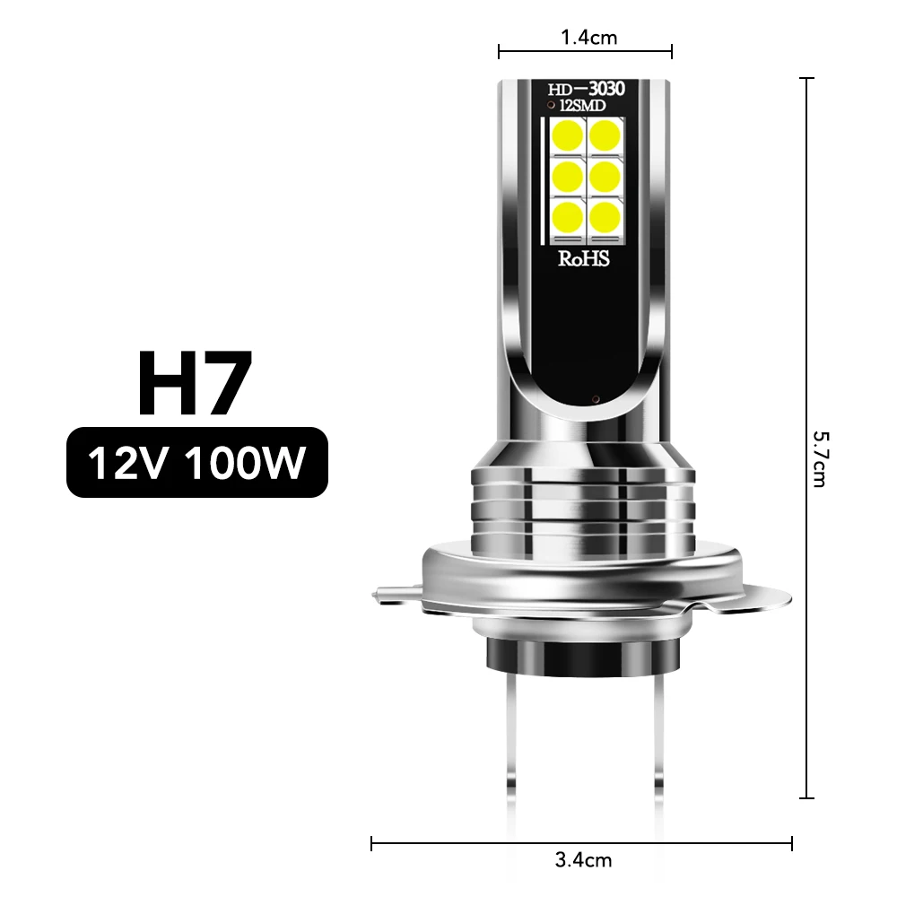 2x H7 LED Car Headlight Bulbs Super Bright For Peugeot RCZ 206 207 208 301 307 308 406 407 408 508 2008-6008