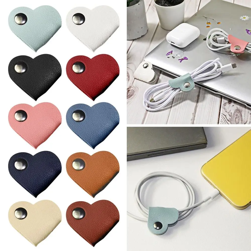 

Mini Cable Winder Cute Leather Cord Organizer Winder Tie Earphone Cord Winder Desktop Storage