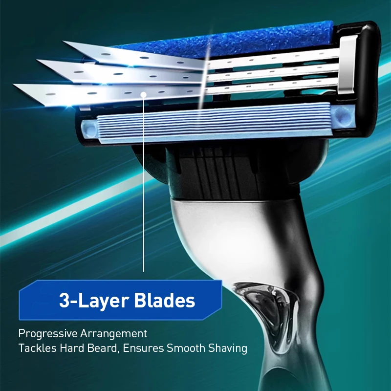 جيليت ماخ 3 ماكينة حلاقة 3 شفرات ماكينة حلاقة اللحية للرجال 1 مقبض 6 رؤوس حلاقة 1 حامل #2