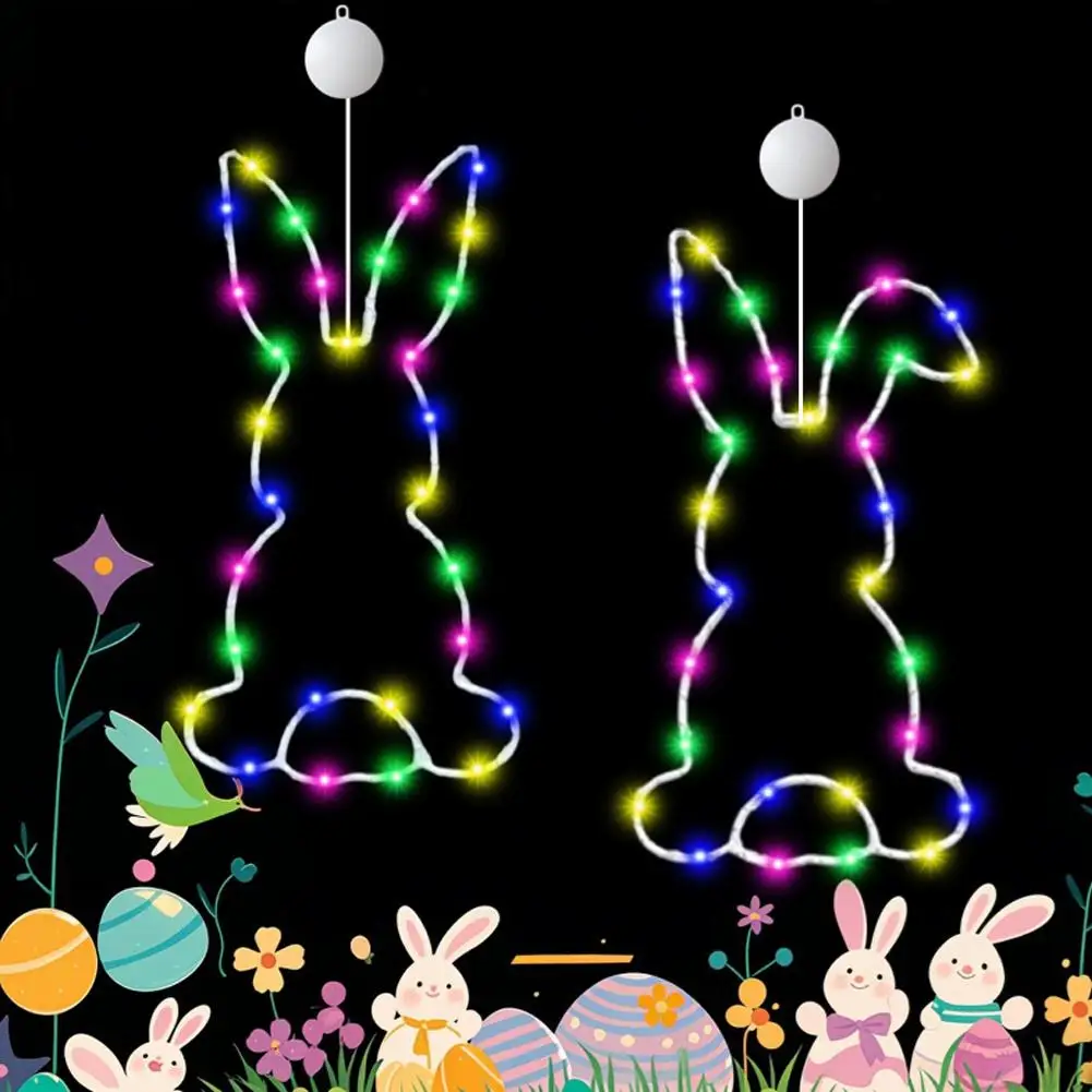 

New Easter Lamp Suction Cup Window Lamp Rabbit Shaped Home Lamp Decoration Festival Decoration Window Party Y8L0