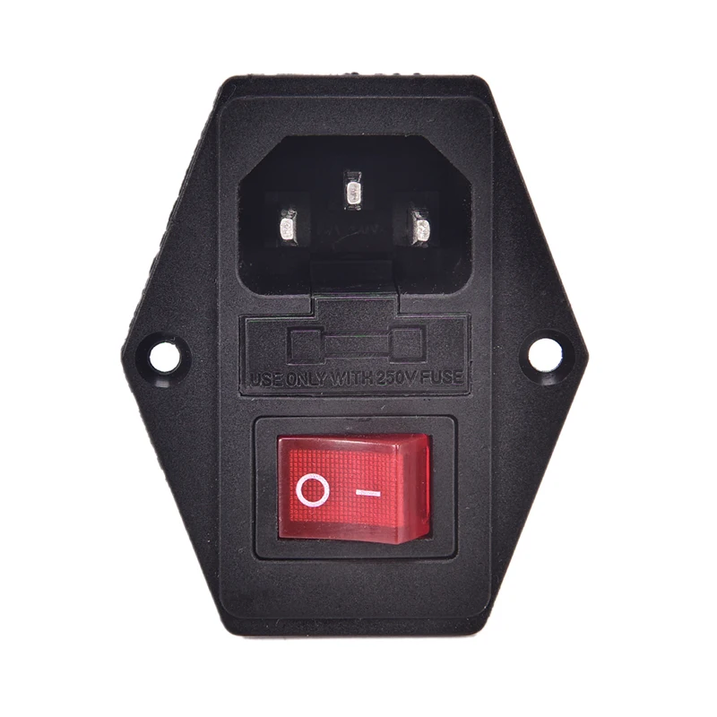 IEC 320 C14 AC Inlet Power Plug Socket 250V 10A Fuse Red Lamp Rocker Switch 3 Pin Electrical Male Female Connector