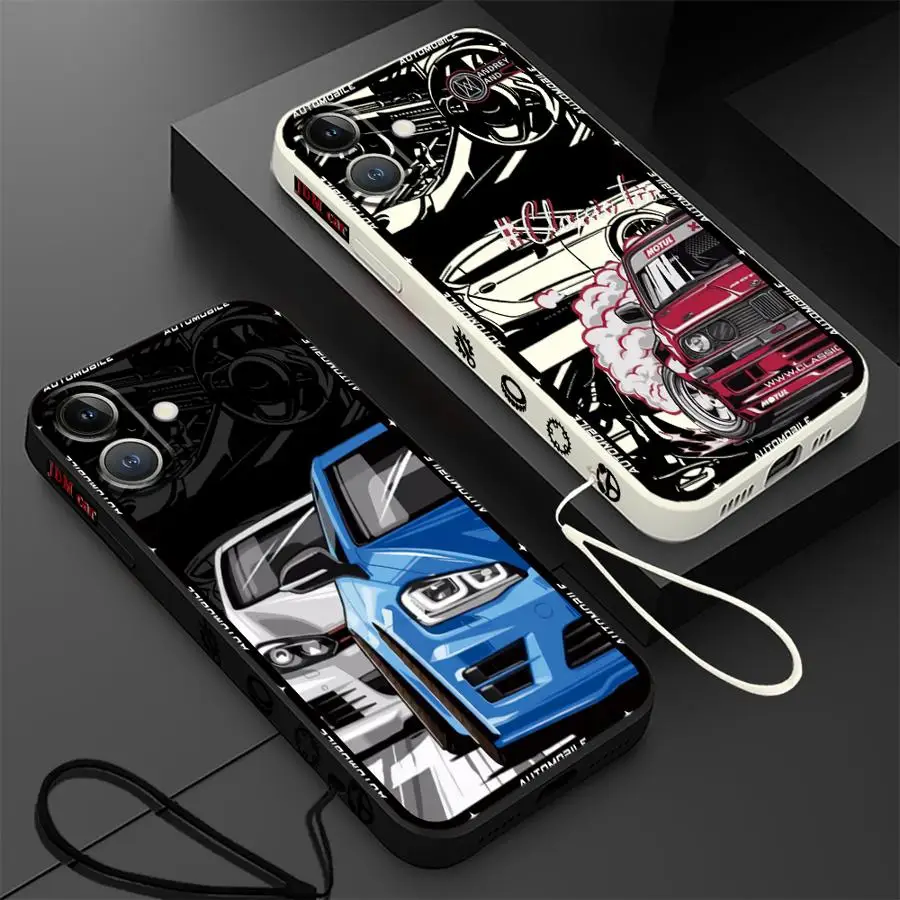 Чехол Japan JDM Sports Cars для iPhone 16, 14, 15, Plus, 11, 12, 13 Pro Max 16e XS XR 7 8, мягкий ТПУ